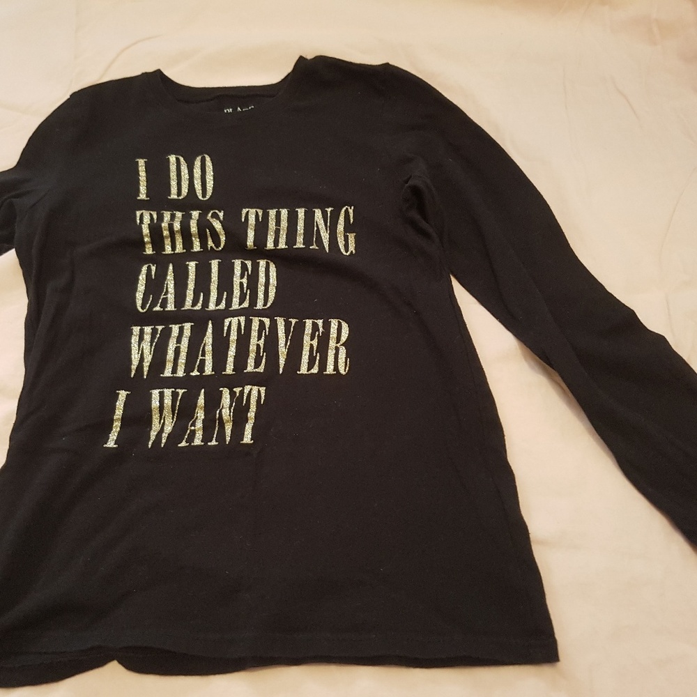 Black Blouse Gold Letters Girls Size 10/12